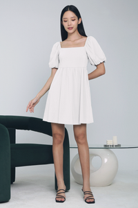 Gigi Poofy Sleeves Dress White