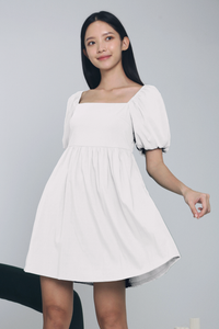 Gigi Poofy Sleeves Dress White
