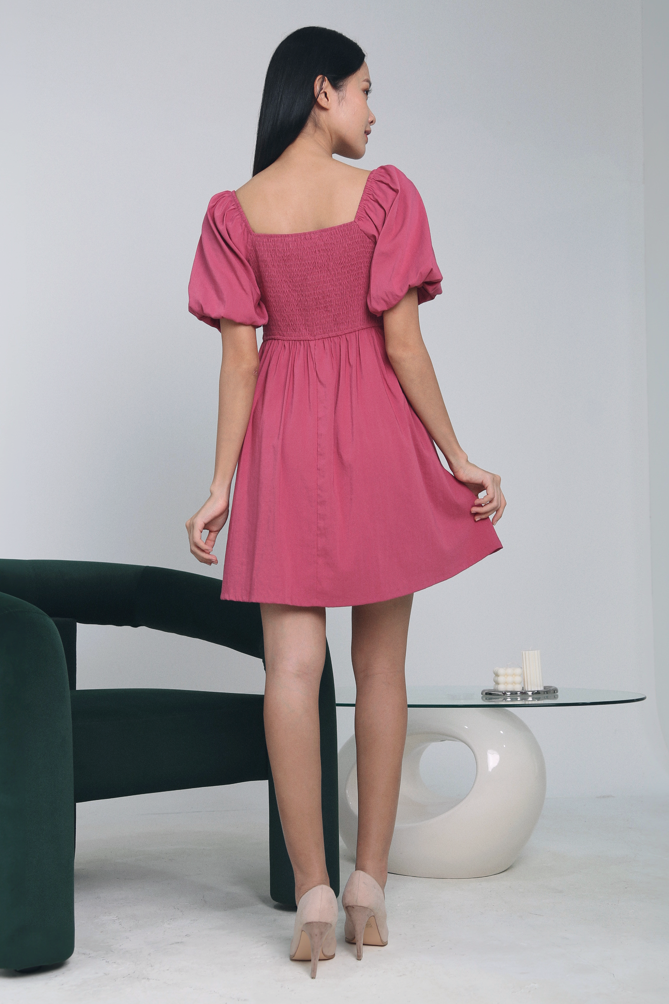 Gigi Poofy Sleeves Dress Magenta (Backorder)