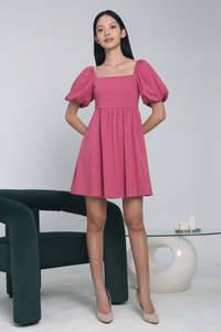 Gigi Poofy Sleeves Dress Magenta (Restock)