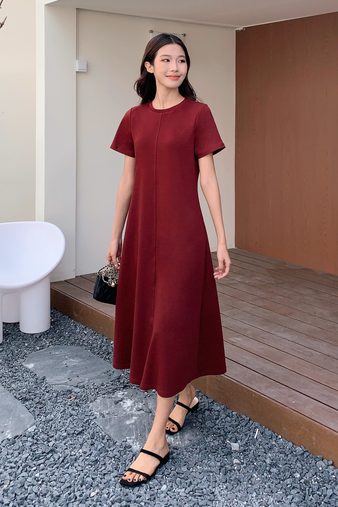 Loft Maxi Tee Dress Merlot (Restock) – Hollyhoque