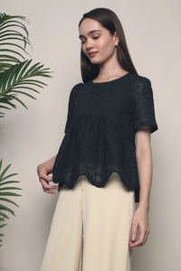 Leyna Embroidered Blouse Dark Navy