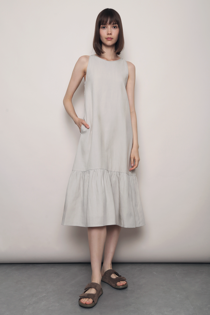 grey dress summer dress, Spaghetti halter dress, dress, maxi dress, sleeveless dress, long Grey dress, split dress, tube Gray V-Neck Sleeveless Midi Dress