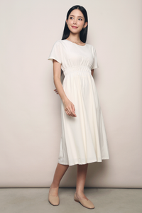 Anthea Shirred Waist Midi Dress Malt