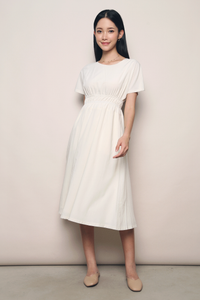 Anthea Shirred Waist Midi Dress Malt