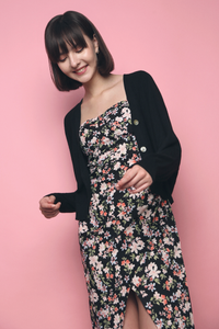 Meenie Waffle Light Knit Cardigan Black