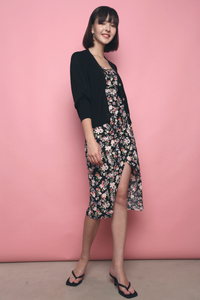 Meenie Waffle Light Knit Cardigan Black