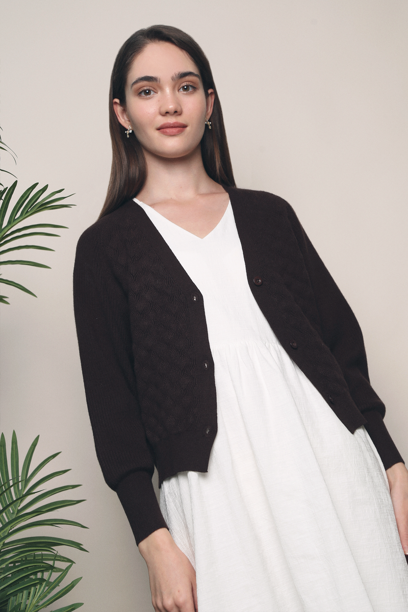 Ariel Shell Knit Cardigan Brown