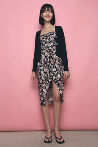 Meenie Waffle Light Knit Cardigan Black