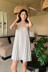 Beryl Floral Pleat Dress White