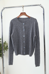 Kaela Cable Knit Cardigan Grey (Restock)