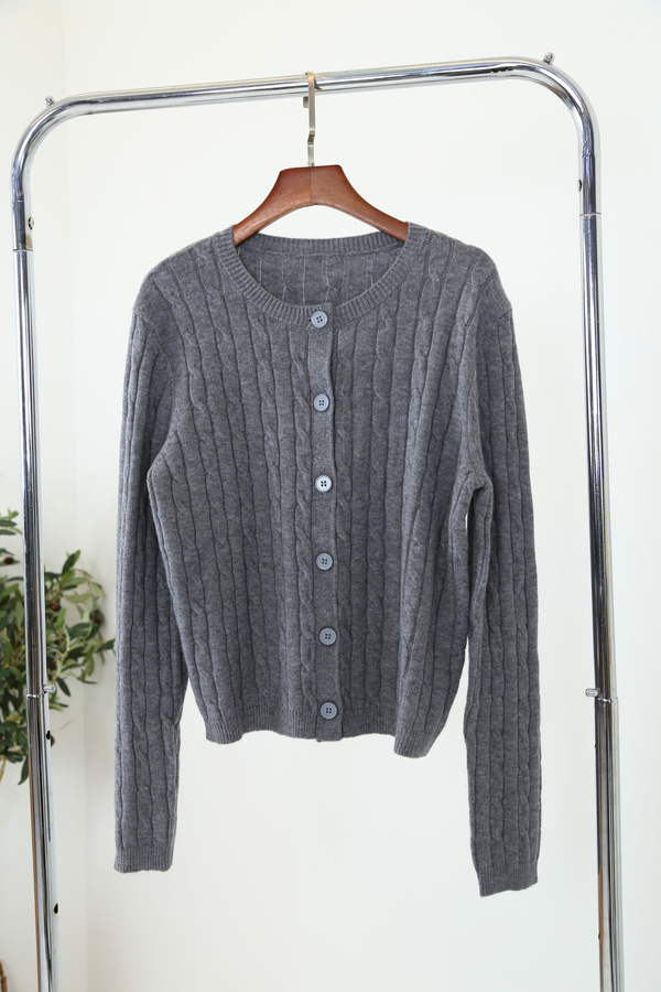 Kaela Cable Knit Cardigan Grey (Restock)