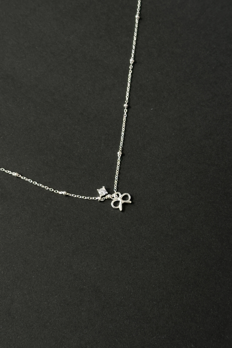 Ballerina Ribbon Necklace Silver