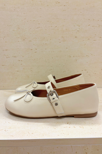 Bibi Buckle Mary Jane Flats Cream