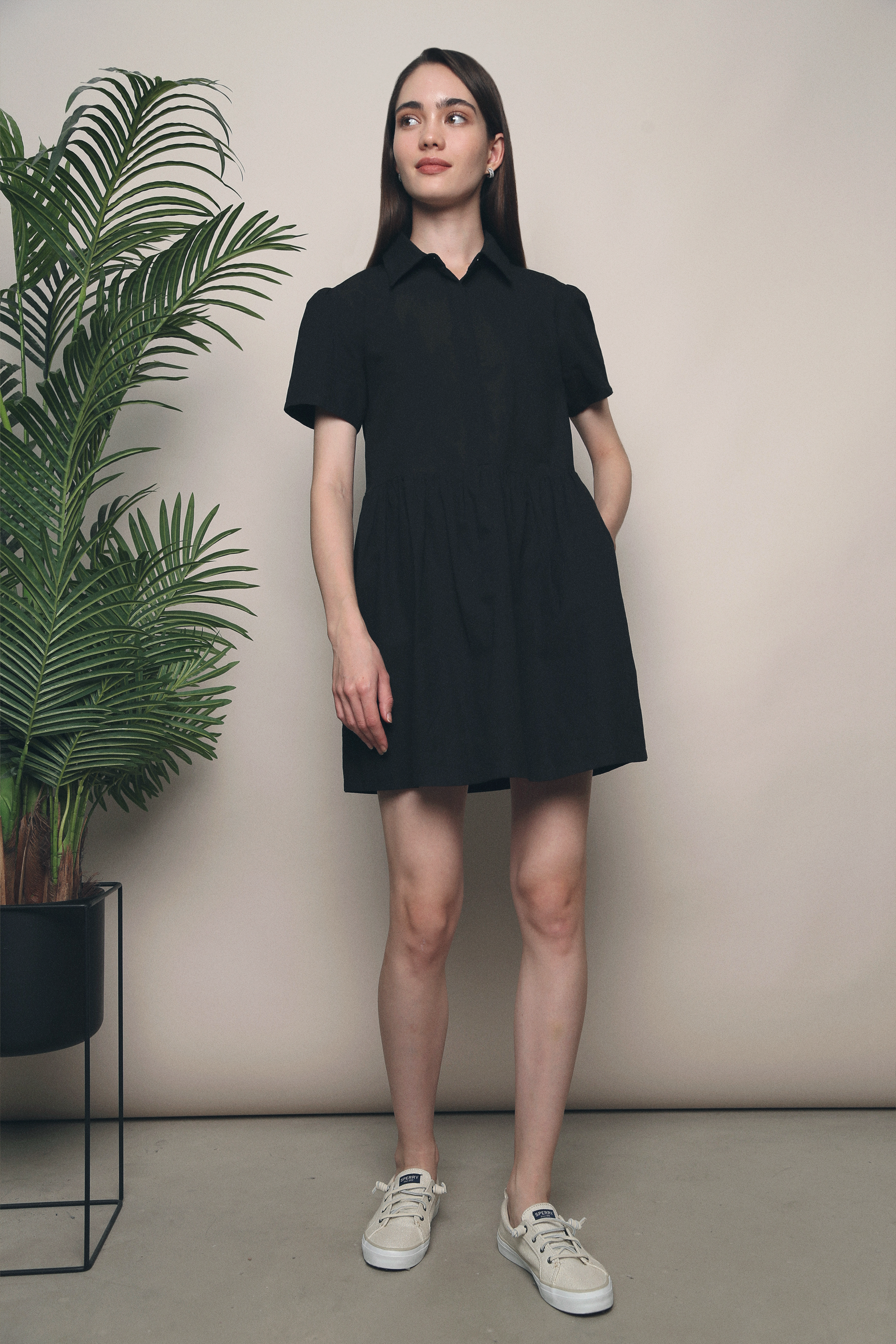 Gomez Babydoll Shirt Dress Black