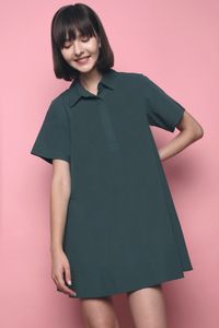 Adel Babydoll Shirt Dress Emerald