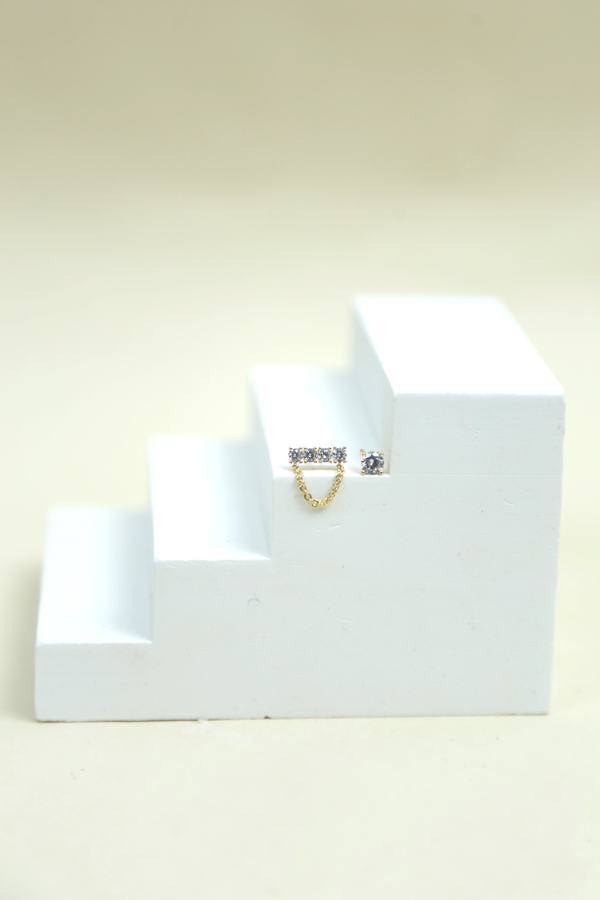 Mismatch Diamonte Ear Studs