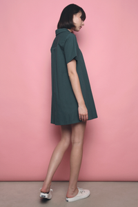 Adel Babydoll Shirt Dress Emerald
