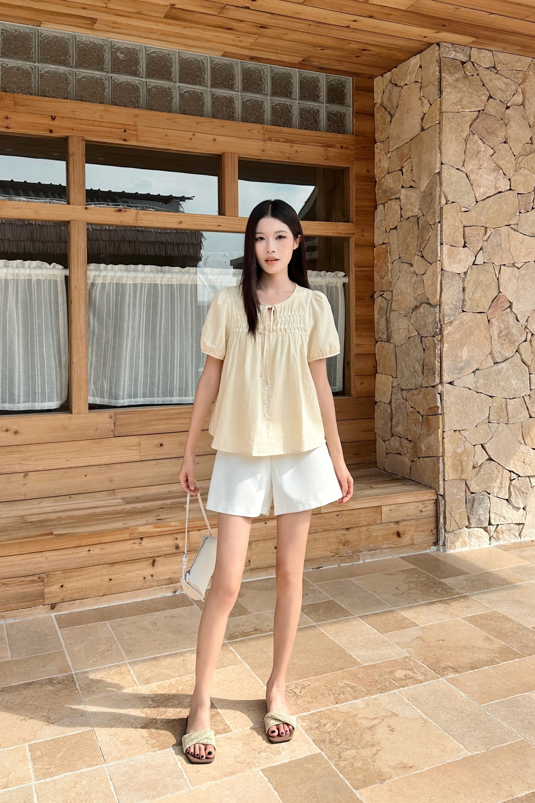Tuck & Tie Blouse Daffodil Yellow