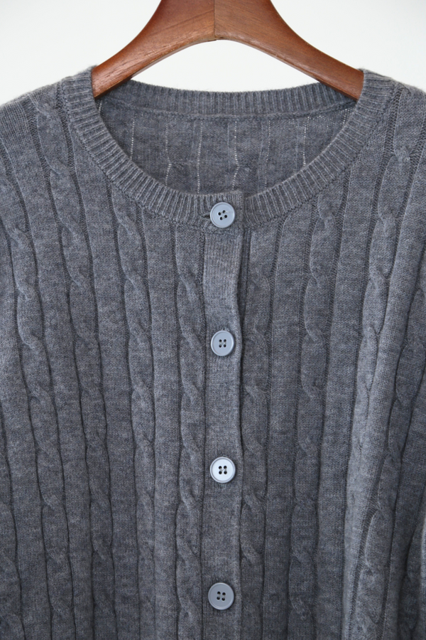 Kaela Cable Knit Cardigan Grey (Restock)