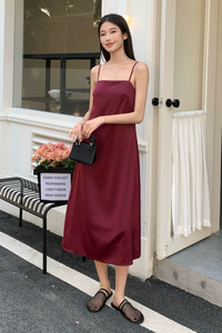 Jenner Slip Midi Dress Wine