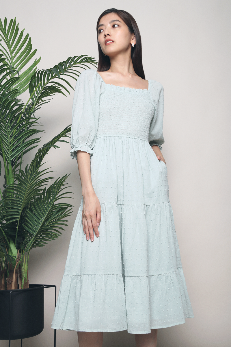 Dani Swiss Dot Midi Dress Mint