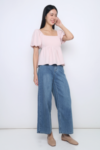 Prim Pleat Babydoll Blouse Blush Pink