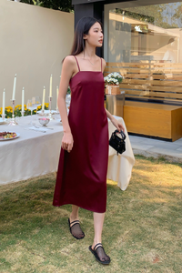 Jenner Slip Midi Dress Wine