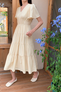 Viola Tier Maxi Dress Vanilla Yellow