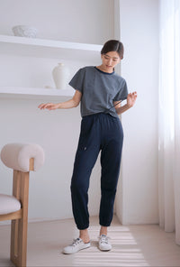 Dennis Striped Cropped Tee Navy
