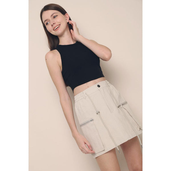 Delia Padded Cropped Tank Black
