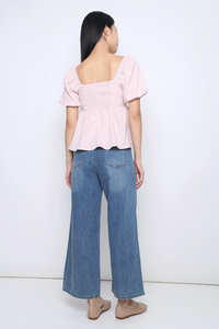 Prim Pleat Babydoll Blouse Blush Pink