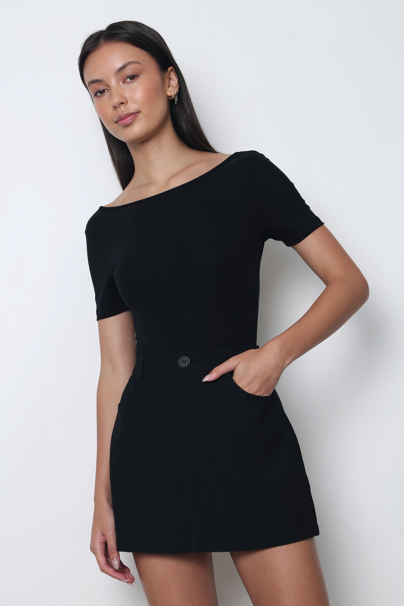 Monet Sleeved Bodysuit Black