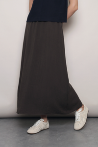 AM to PM Linen Midi Skirt Brown (Restock)