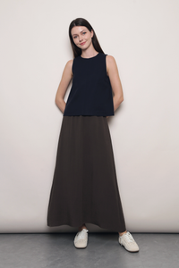 AM to PM Linen Midi Skirt Brown (Restock)