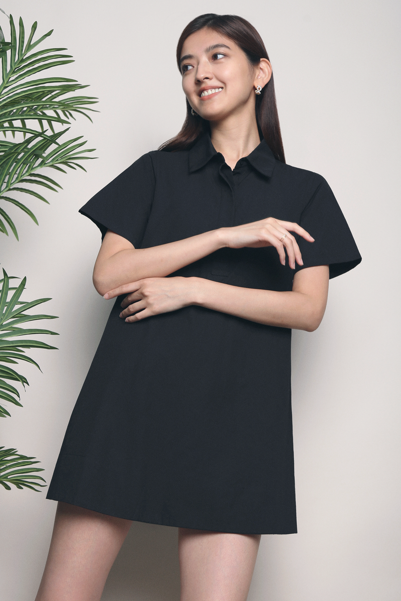 Adel Babydoll Shirt Dress Black (Backorder)