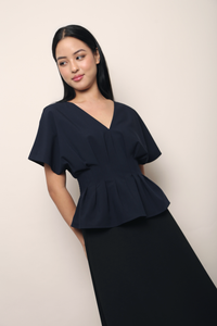 Aiko Pleat Kimono Top Navy