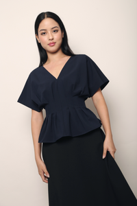 Aiko Pleat Kimono Top Navy