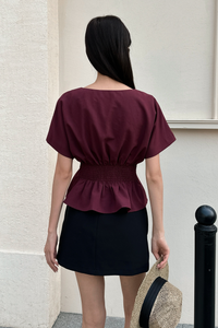 Aiko Pleat Kimono Top Burgundy