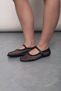 Air Mesh Mary Jane Flats Black