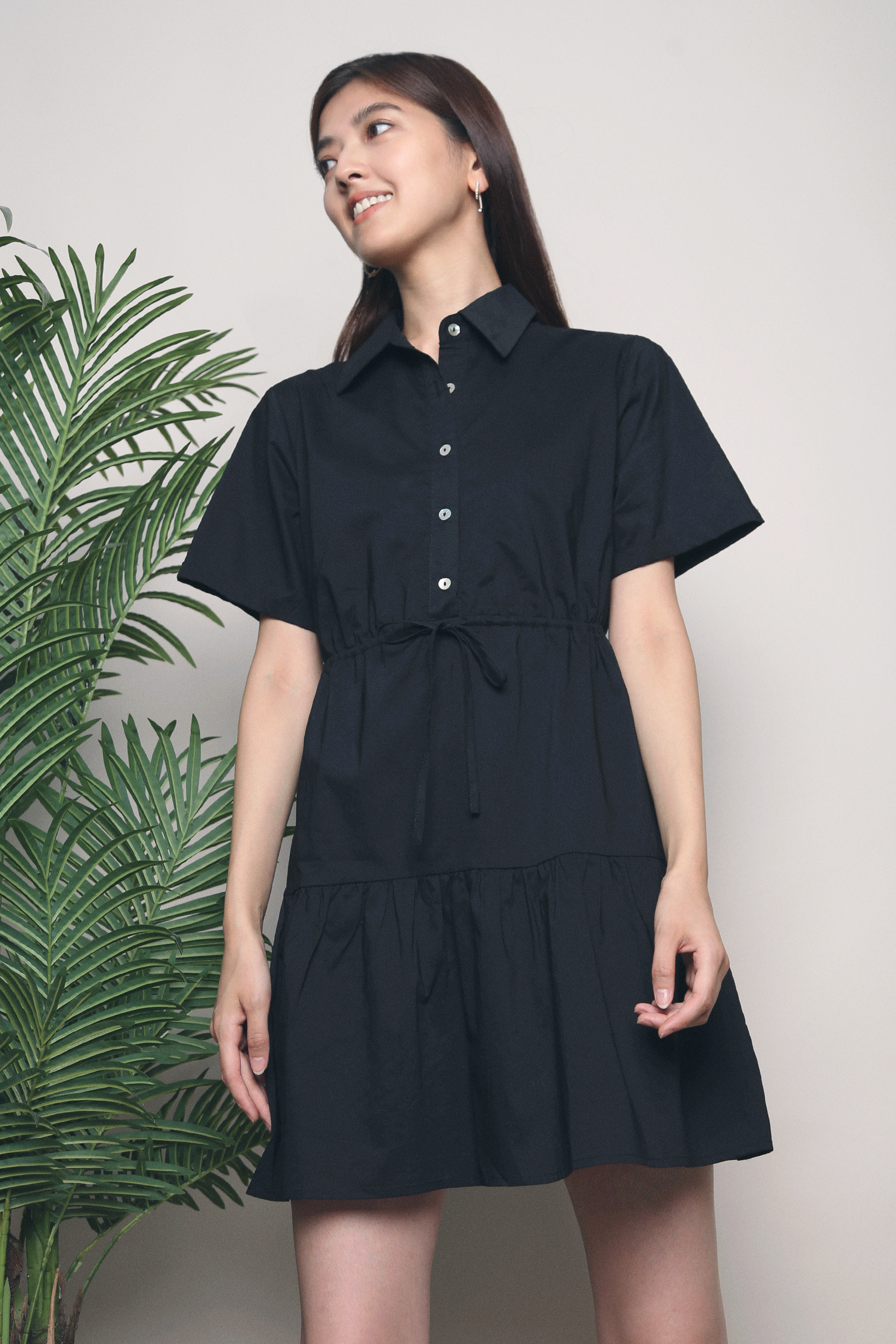 Alexius Tier Shirt Dress Black