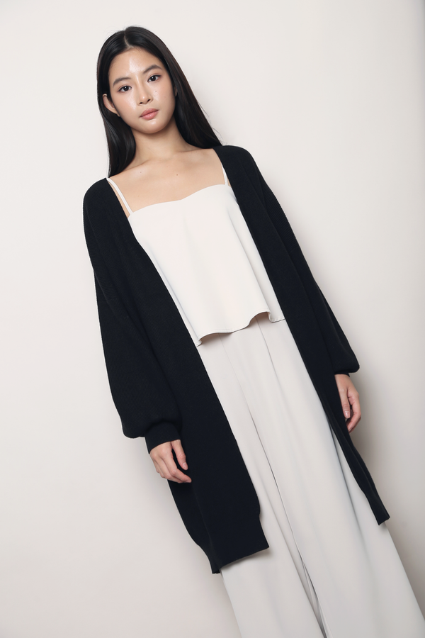 Alpine Longline Knit Cardigan Black