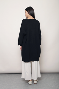 Alpine Longline Knit Cardigan Black