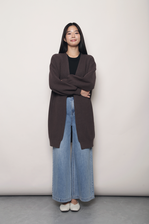 Alpine Longline Knit Cardigan Brown