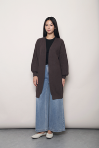 Alpine Longline Knit Cardigan Brown