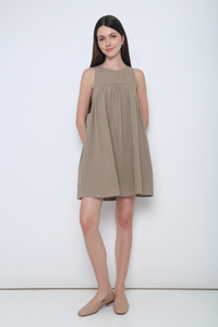 Anya Basic Sleeveless Dress Taupe