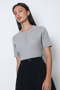 Areum Cable Knit Blouse Grey