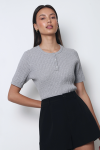 Areum Cable Knit Blouse Grey