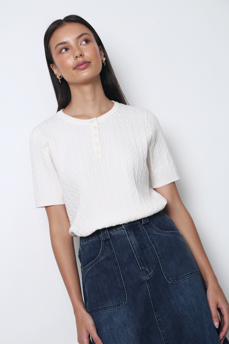 Areum Cable Knit Blouse Ivory
