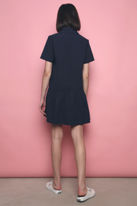 Shenzi Asymmetrical Shirt Dress Navy